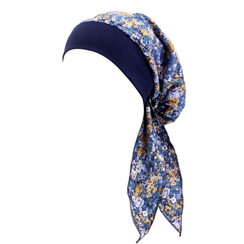 Ethnic Style Strap Headscarf Cap, Elastic Wide-Edge Streamer Headband Chemotherapy Cap Home Hat Jdt-329C