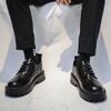 Leather Shoes Men's Casual Business British Platform Shoes Men's Black Wedding Groom Heightening Low-top Martin Boots 2024