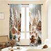 Christmas Curtains Holiday Snow Scene Gingerbread Man Printed Home Decorations Room Curtain Set Of 2 Made Polyester Washable