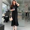 Plus Size T-Shirt Dress Summer Women Solid Loose Beach Casual Elastic Female Dresses O-Neck