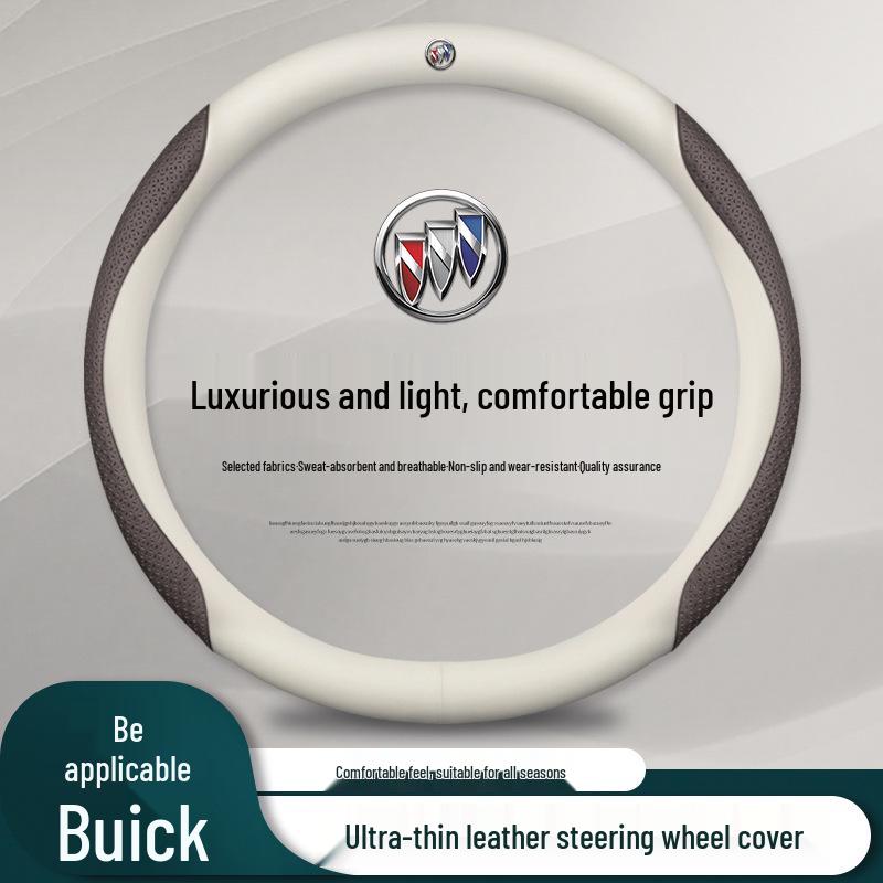 Women's Genuine Leather Steering Wheel Cover for Buick: Excelle, Envision, Regal, LaCrosse, Verano, Excelle GT, GL6, Encore, GL8.