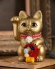 Glückskatze Waraku Medetai Rechte Hand Katze Glückskatze Maneki Katze Glücksbringer Feng Shui Ornament Opferbox Gold (M-SIZE Gold) Erhaben/Pottery_Lucky (tai_M