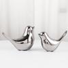 Nordic Silver Ceramic Bird Figurine, Mini Animal Statue for Living Room Desk Decor, Wedding Gift & Modern Home Decoration