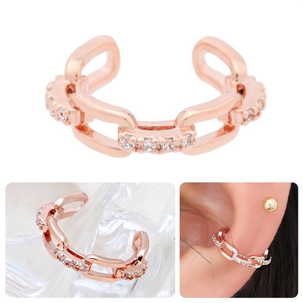 [Onm] Onm 14Kgp Cubic Chain Rose Gold Ring Bracelet Ear Cuff (S9593998)