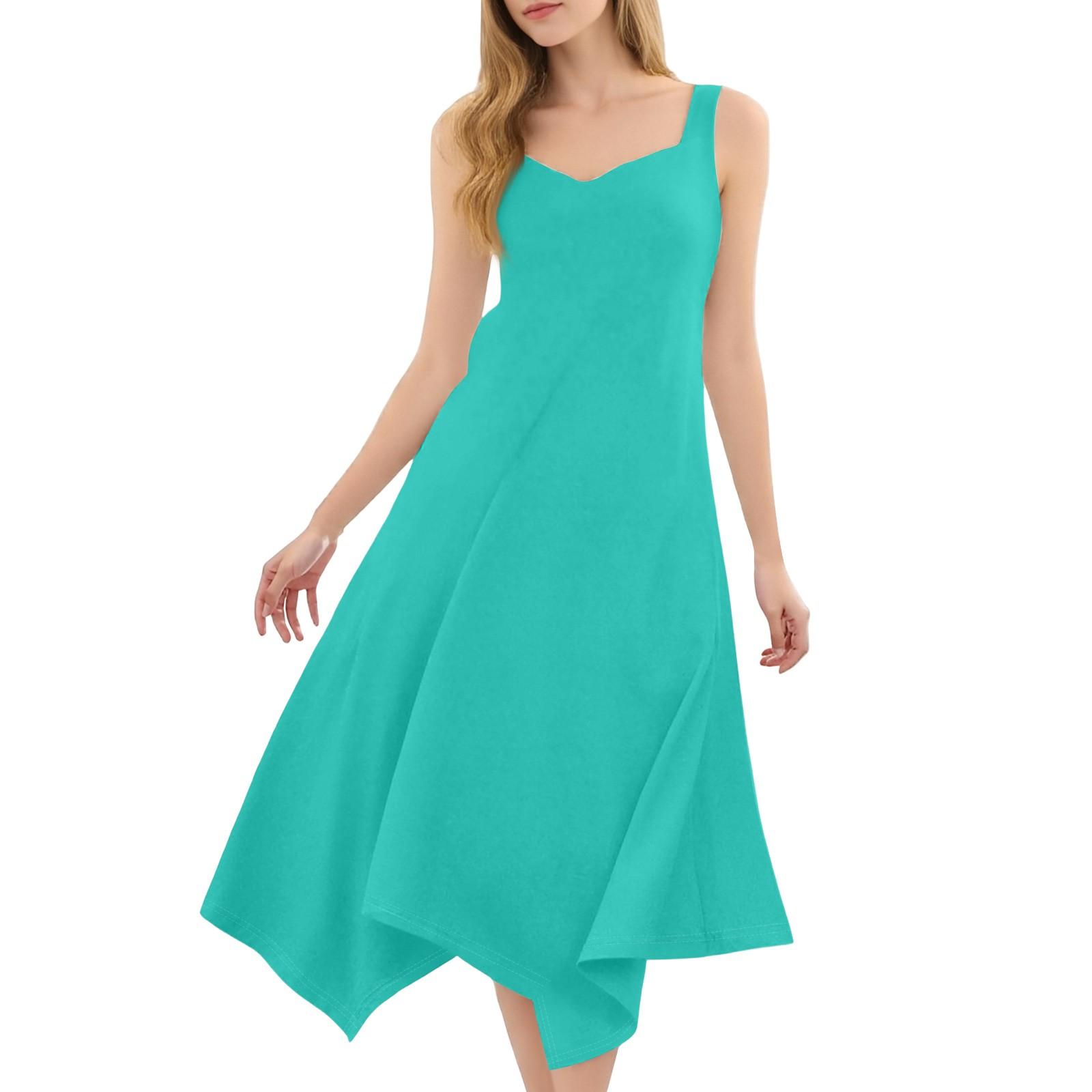 

Женское повседневное модное платье миди без рукавов с круглым вырезом и нерегулярным подолом XL