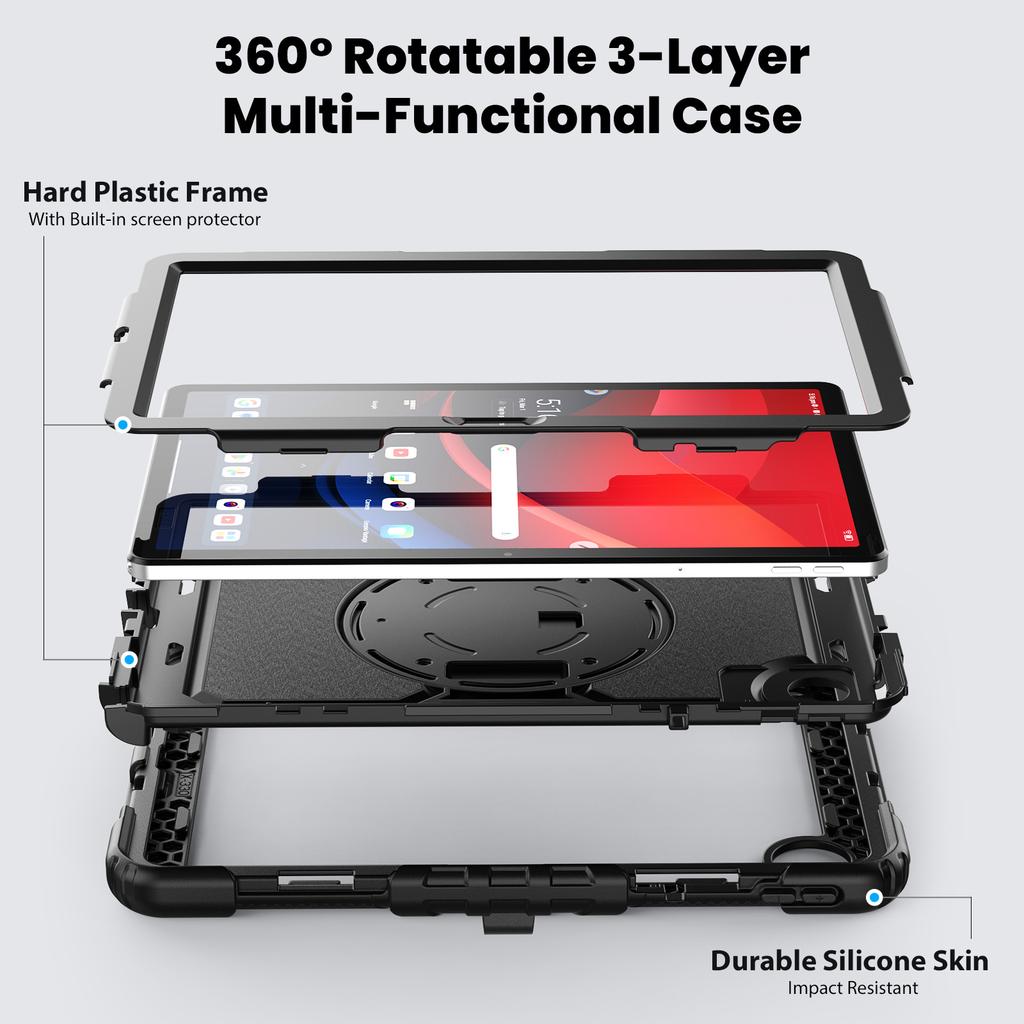 Für Lenovo Tab M11 TB330FU/Xiaoxin Pad 11 2024 TB331FC Ständerhülle PC+Silikon Tablet-Hülle