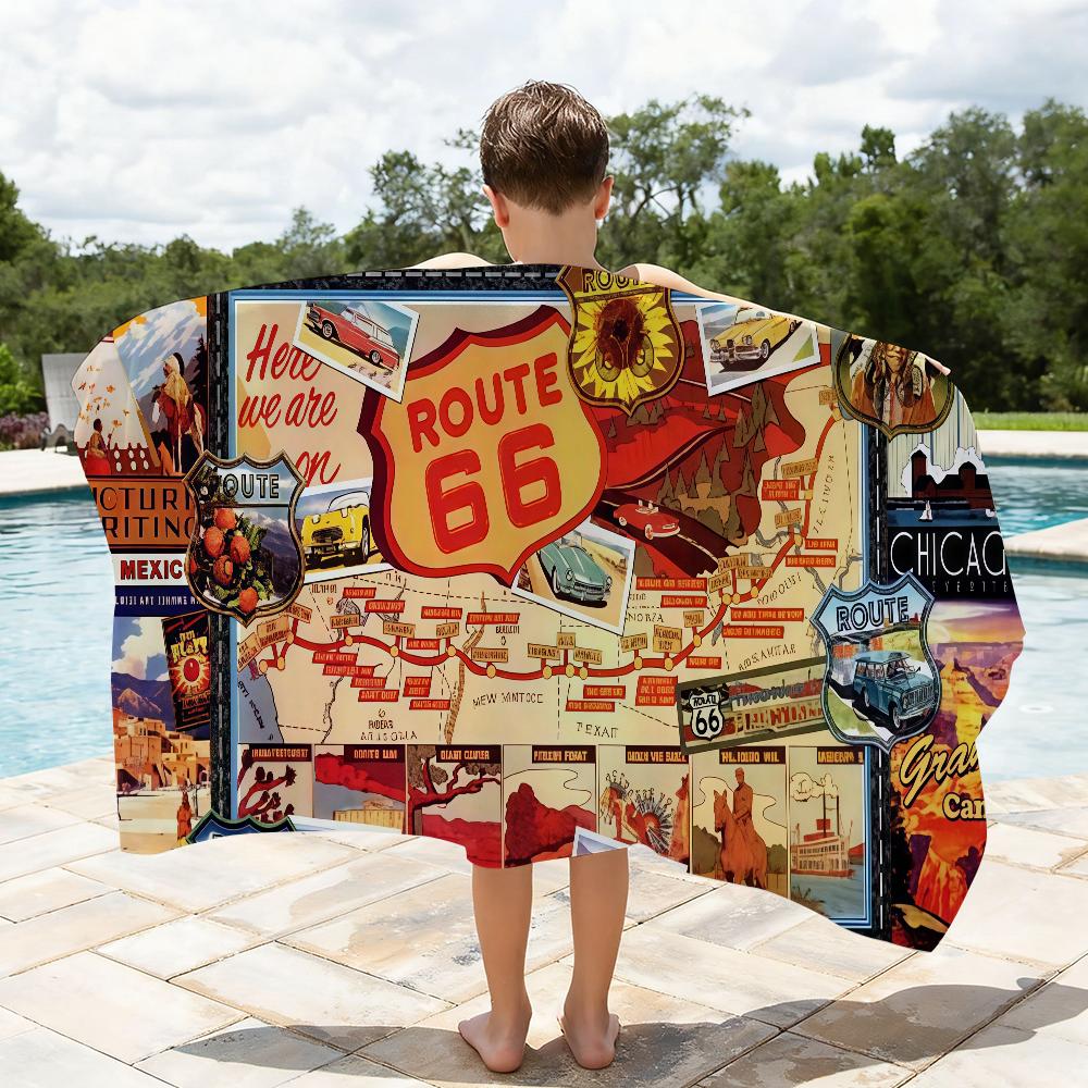 Fashion US Route 66 Towel Quick Drying Beach Towels Are Suitable For Swimming Pools Camping Yoga And The Gym