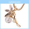 Wing Necklacecrystal Angel Encrusted Sweater Chain Drop Pendant Gift Jewelry