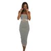 Summer Women's One-Shoulder Sexy Sheath Striped Knit Slim Hip Dresses