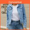 Giacca di Jeans da Donna con Tasche e Collo a Revers Streetwear Estiva