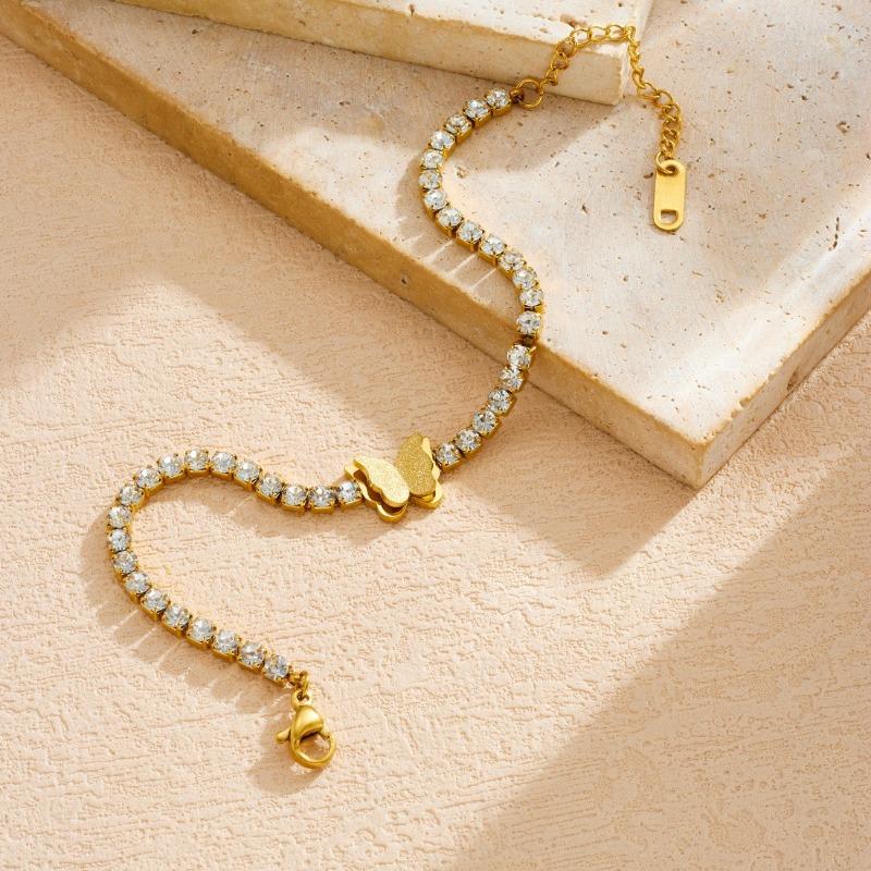 Gold Butterfly Zircon Tennis Bracelet For Women Dainty Jewelry