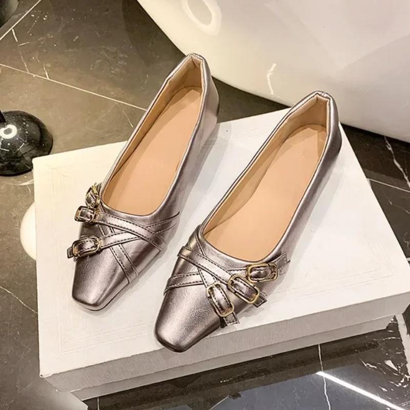 Fashion French Style High-End Feel Cross Strap Mary Jane Flats Women's Shoes 2025 Spring New Style Versatile Bean Shoes For Adults