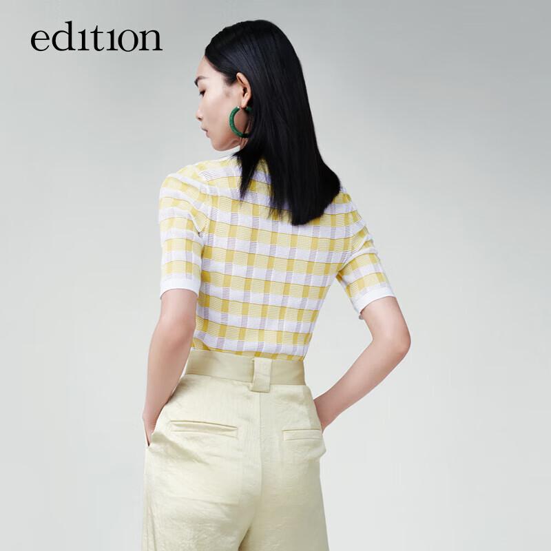 Edition Retro Karomuster Strick Kurzarmtop