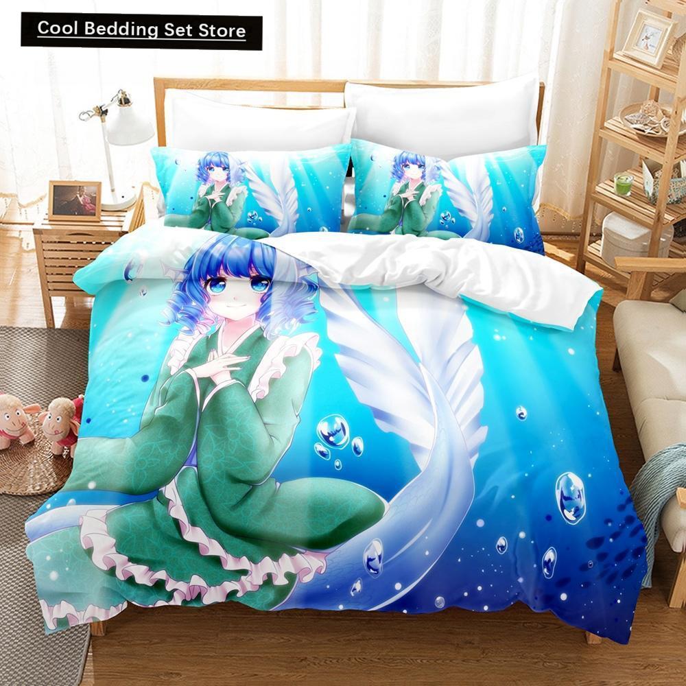 3D Print Anime Wakasagihime (Touhou) Bedding Set Single Twin Full Queen King Size Bed Set Aldult Kid Bedroom Duvet Cover Sets