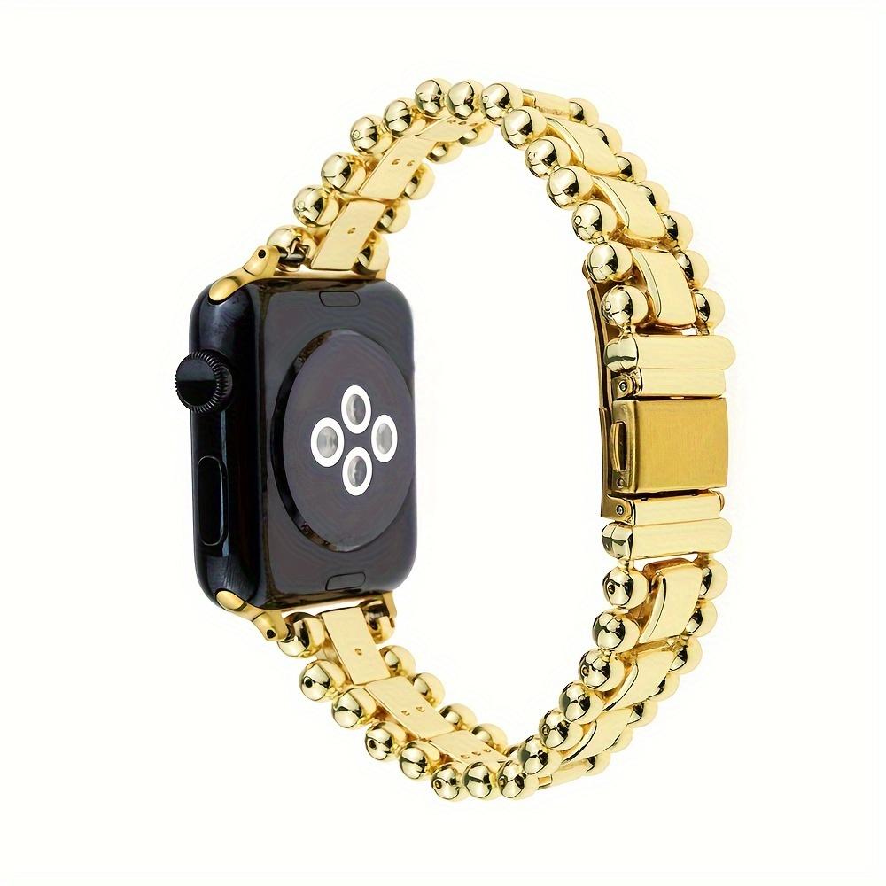 

Elegant double-row beaded bracelet for Apple Watch, compatible with 38mm to 49mm series and SE Ultra, women s replacement band 38-40-41MM золотий