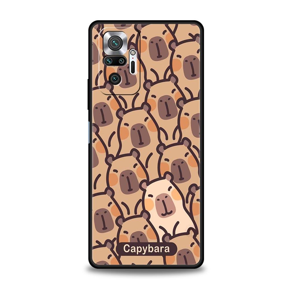 Cartoon Capybara Phone Case For Xiaomi Redmi Note 14 13 5G 10 11 12 Pro Plus 4G 14C 13C 12C 10C Black Cover