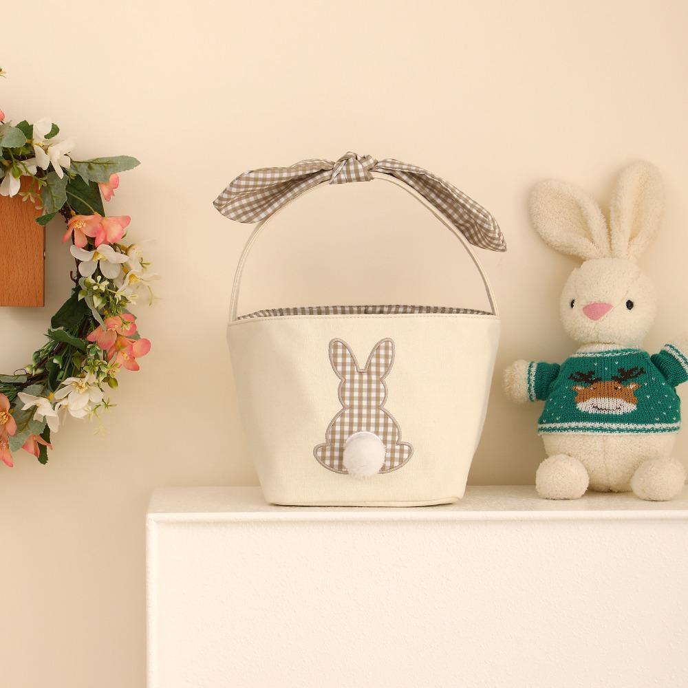 With handle Rabbit Basket Long ears Candy Bag New Easter Egg Basket  Easter decorations