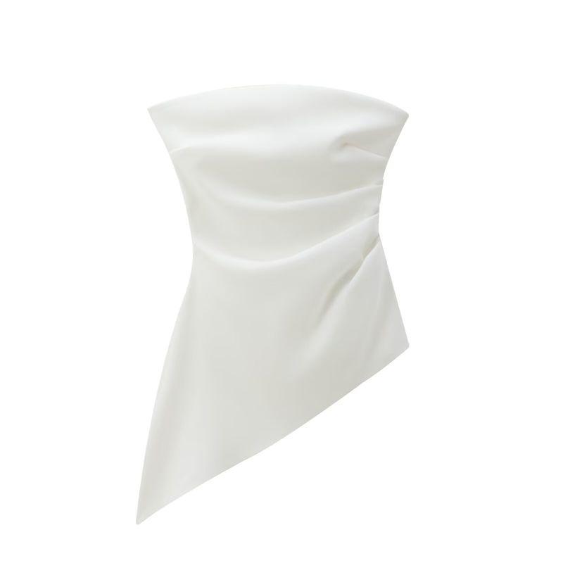 Jnleaog Autumn New Women's Clothing Fashion Style French Style Design Ruched Asymmetric Tops 0085837