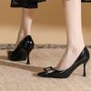 Fashion Spring Autumn Luxury Crystal Heel Pumps Women Black Pointed Toe High Heels Shoes Woman Pu  Thin Heels Pumps Ladies
