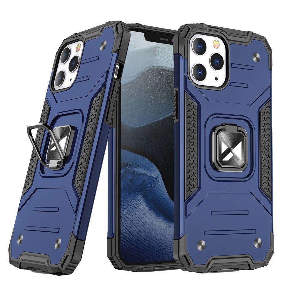 Gepanzerte Hülle für iPhone 14 Pro magnetische Halterung Ring Armor blau