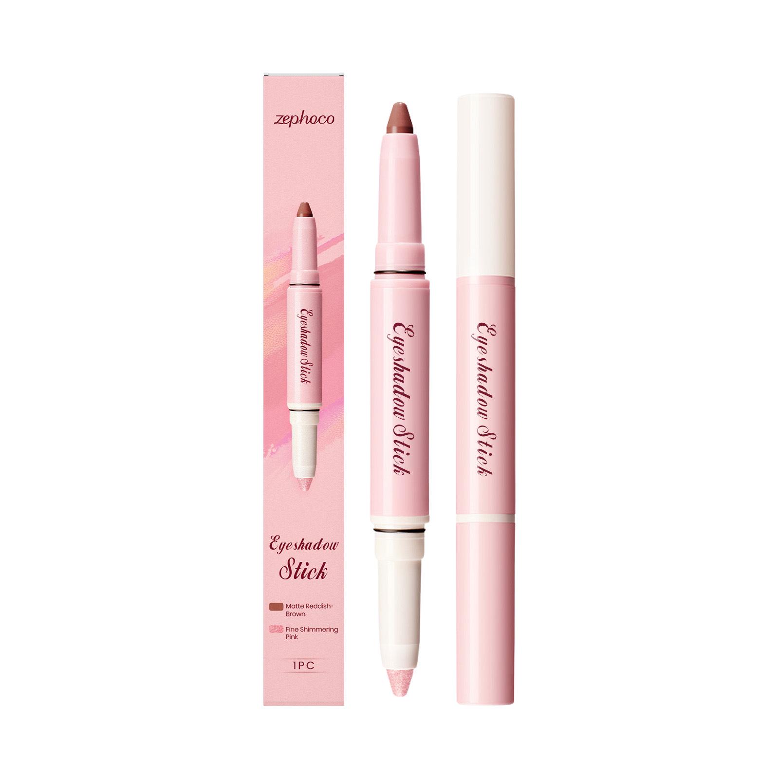 Zephoco #01 Dual-Ended Silky Eyeshadow Stick: Natural Matte & Shimmer Finish, Fine Glitter, Portable Design