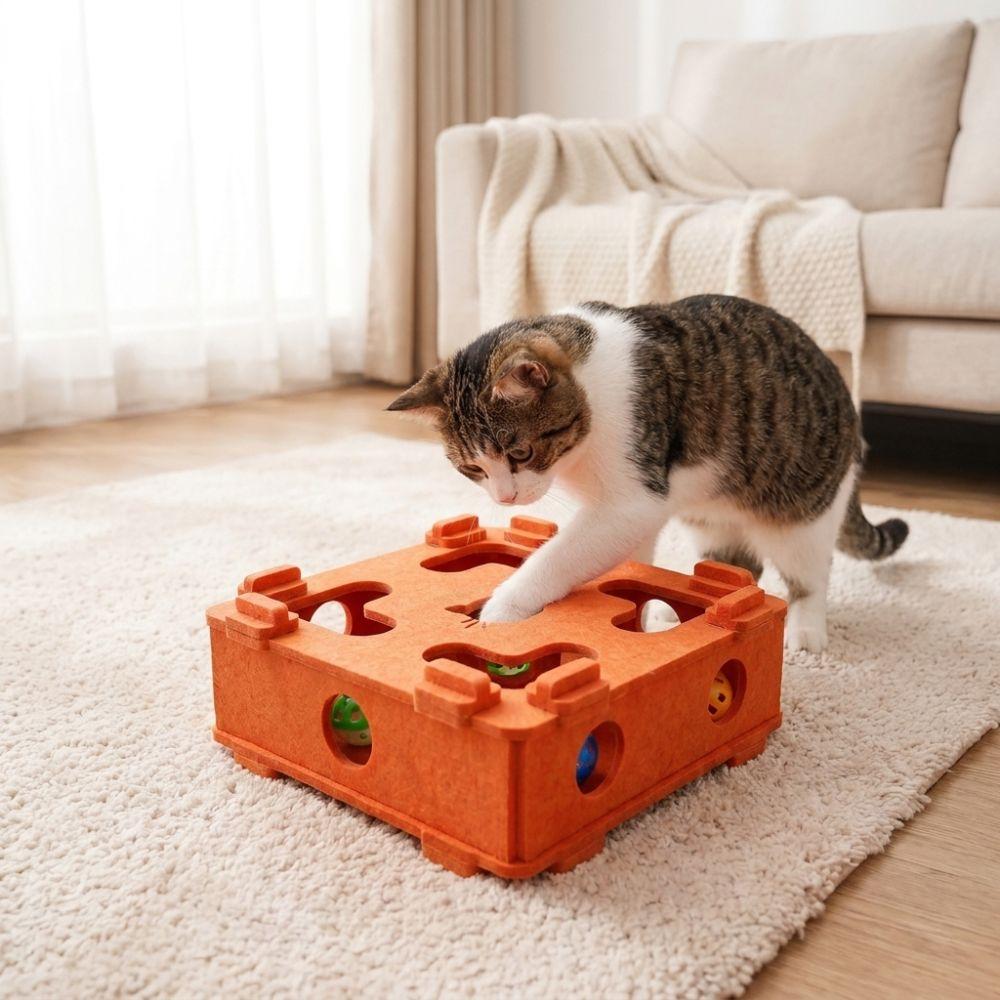 Bite Resistant Cat Maze Play Box Felt Cat Teaser Box Funny Interactive Cat Toy Kitten
