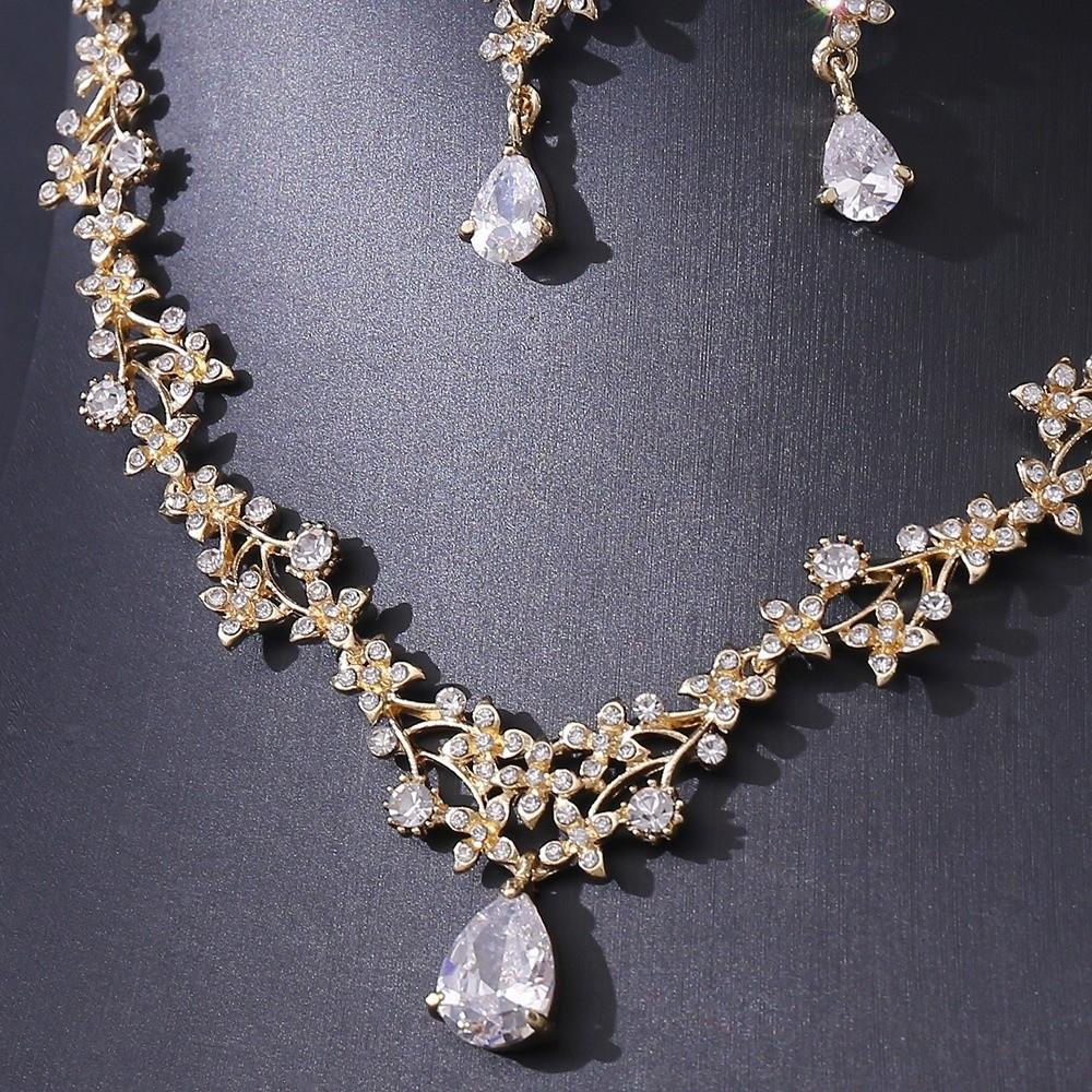 Elegant Necklace Earring Set Sparkling Crystal Bridal Necklace Wedding Jewelry Bridal Wear