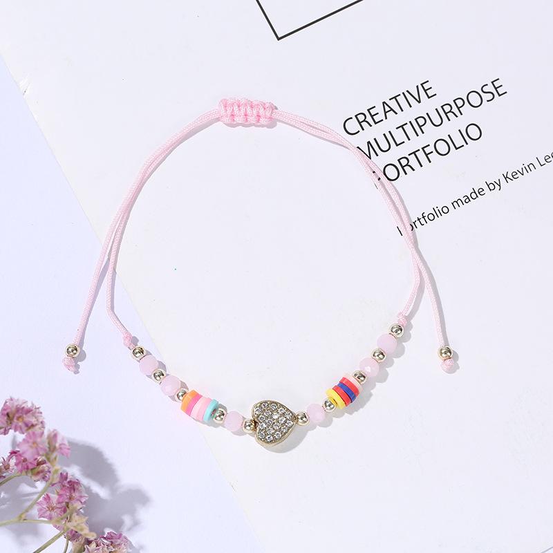 

Браслеты из веревки для влюбленных с кристаллами и кристаллами в форме сердца, милые красные и черные браслеты на веревке для девочек, подарок для друзей, женские свадебные украшения