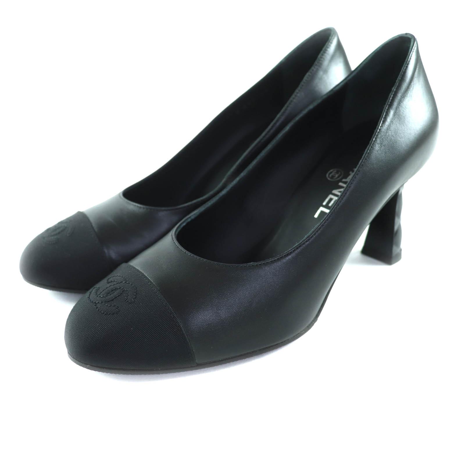 

Excellent CHANEL pumps black lambskin Leather Women 38.5 23S G40154 Used