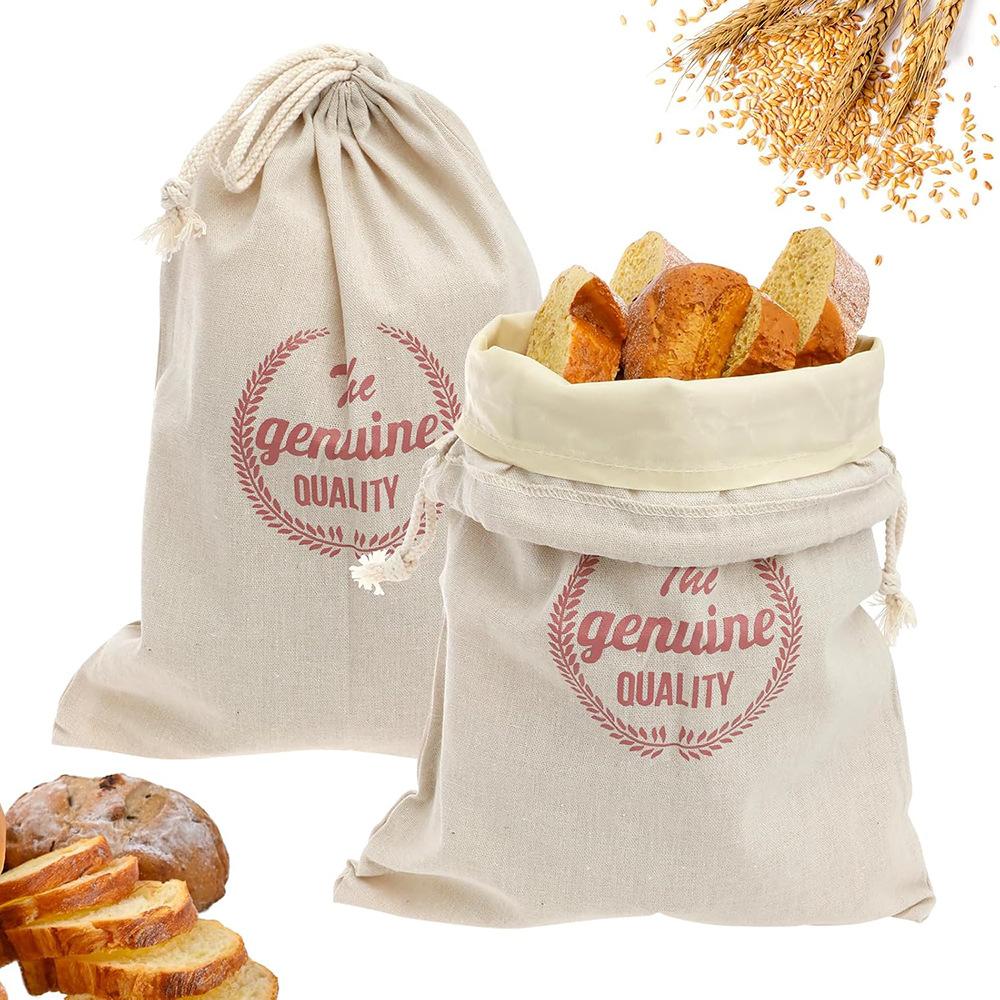 1/3Pcs Linen Drawstring Bread Storage Bag Reusable Food Container for Homemade Artisan Loaf Kitchen Freshness Organizer