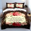Floral Scripture Decor For Inspiration Kid'S And Adults' Bedroom Decor, Exquisite Three-Piece Bedding Set Gift
