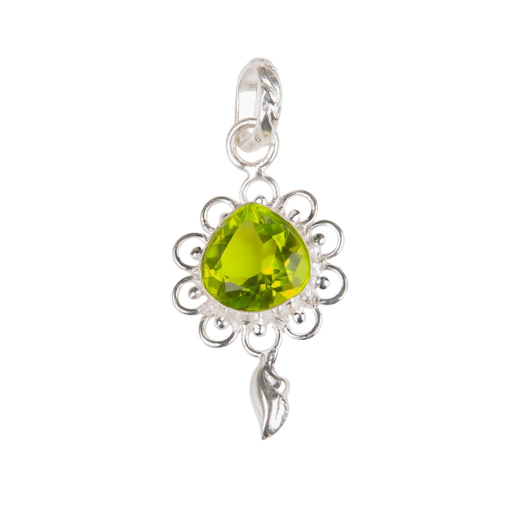 Peridot Gemstone 925 Sterling Silver Jewelry For Women Handcrafted Pendant 1.80" PP-4-3