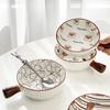 Creative Cartoon Ceramic Handle Baking Bowl Oven Available Cute Household Fruit Salad Plate Bowl Ceramic Plate Chopsticks