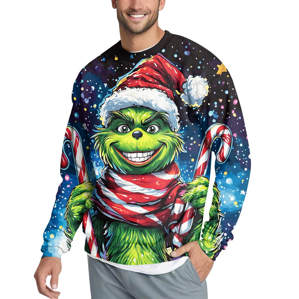 Men's Casual Fashion Printed Round Neck Pullover Sweatshirt