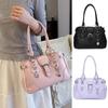 Y2K Aesthetic Women Underarm Bag Large Capacity PU Leather Retro Shoulder Bag Motorcycle Style Single Shoulder Handbag