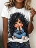 3D Printed Little Girl Graphics T-Shirt for Women Short Sleeves Summer Casual Streetwear O-Neck Tops Oversized Women Clothing