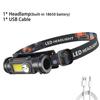 Portable LED Headlamp Built In 18650 Battery Headlight Outdoor Fishing Head Lamp Strong Light Flashlight USB Rechargeable Torch