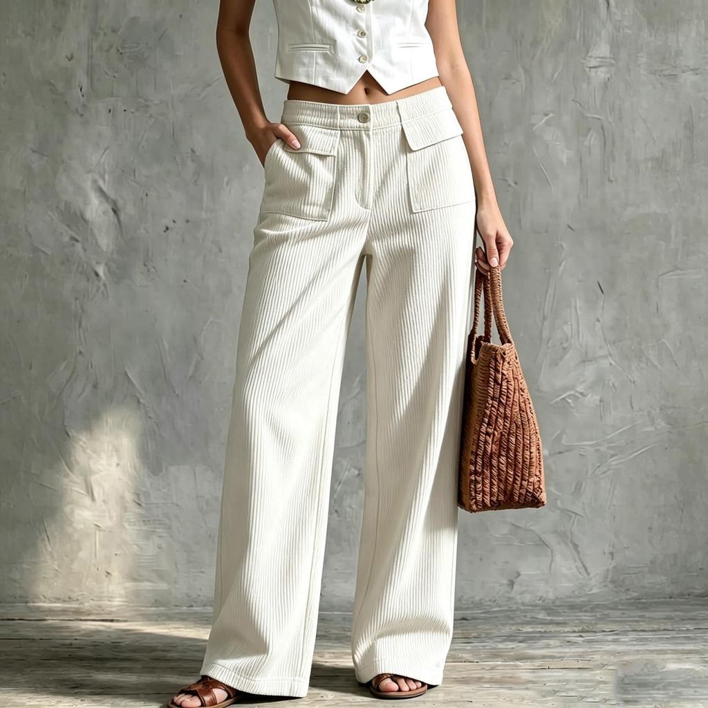 Women's Casual Loose Fit Wide Leg Pants Color Trousers for Everyday Wear