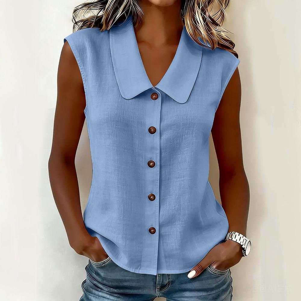 Women Elegant Commuter Sleeveless Button Cardigan Top, Fashion Blouse for Summer