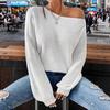Autumn/Winter Off-Shoulder Knit Sweater - Loose Fit, Pure Color, Casual Style
