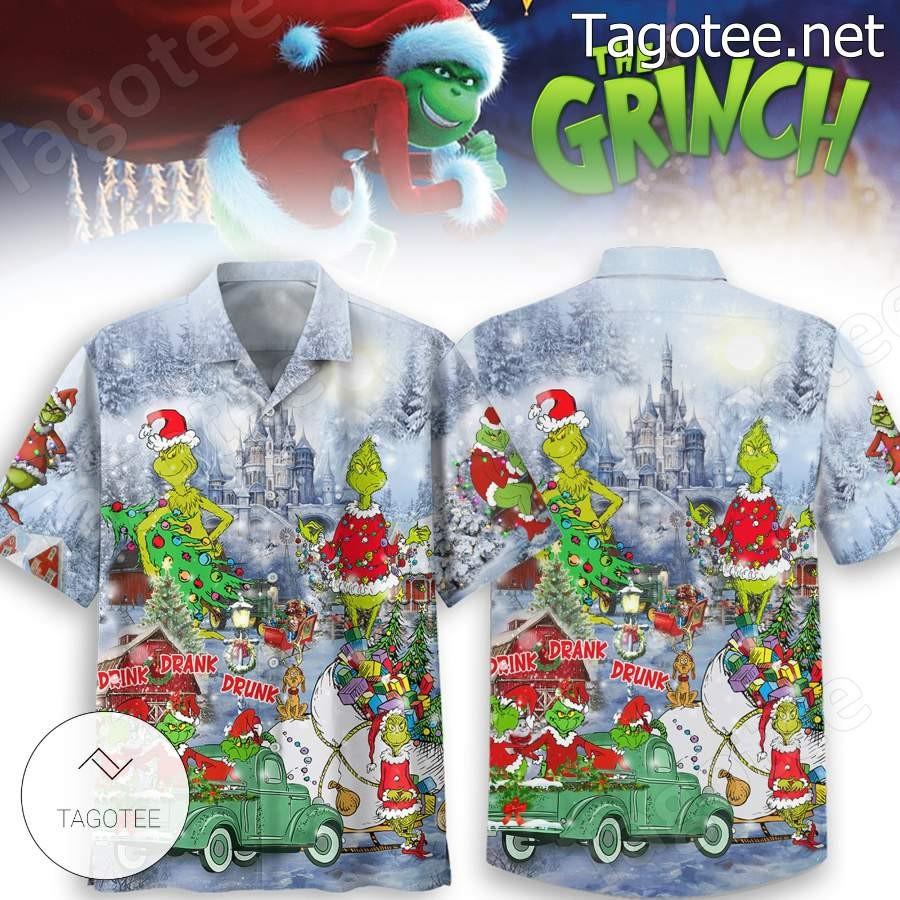 Grinch Drink Drank Drunk Christmas Hawaiian Shirt Unisex T-Shirt M