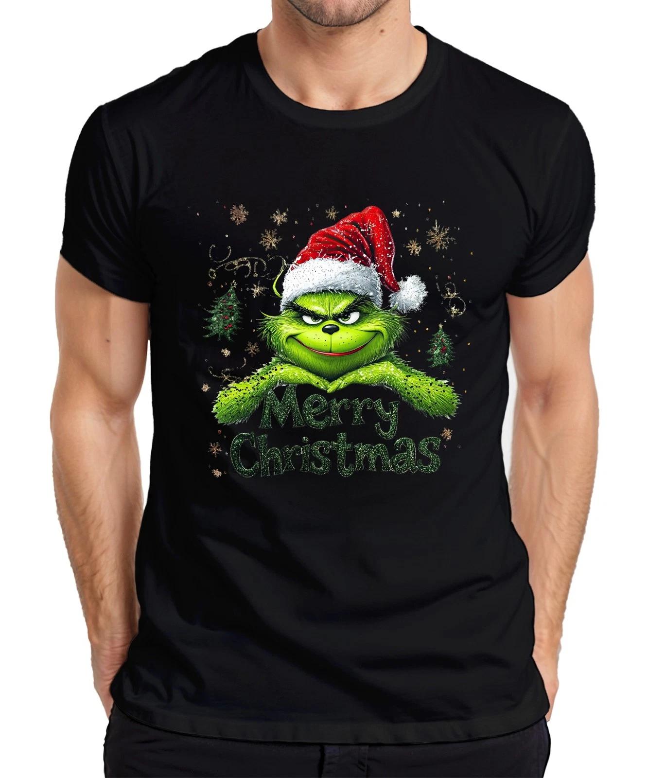 Grinch Merry Christmas Weihnachten Santa Hat Schneeflocke Geschenk Herren T-Shir S