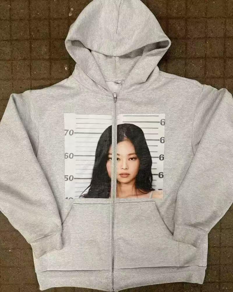 Custom European & American Retro Portrait Zip-Up Hoodie