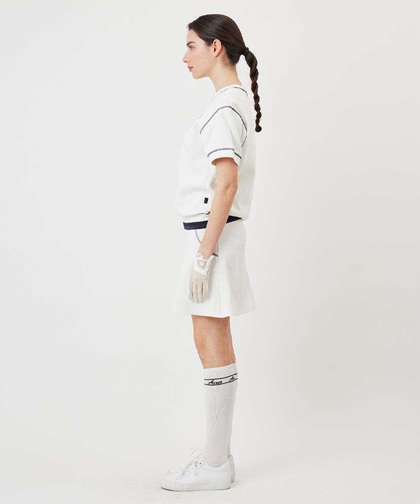 AVEN Stitch Flare Skirt White
