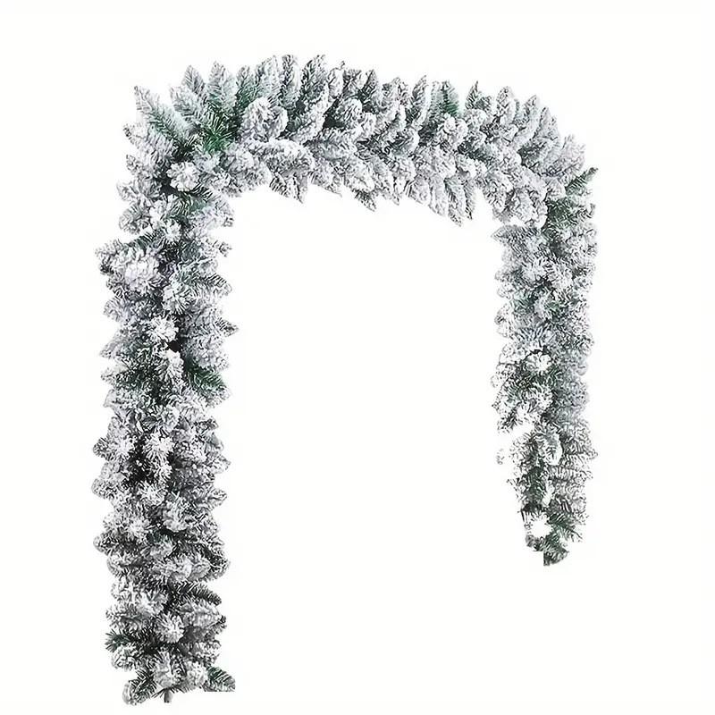 Flocked Vine Garland Christmas Fireplace Stair Decor PVC Door Hanging Ornament American Style