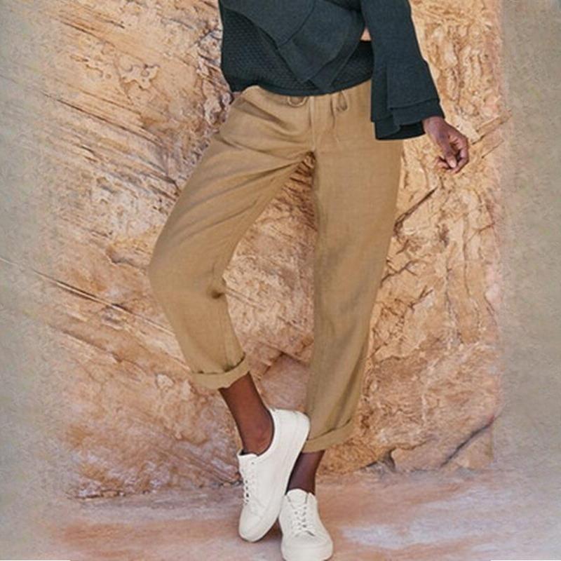 GMXIA Dammode Casual Enfärgat Tryck Hög Midja Byxor & Capris