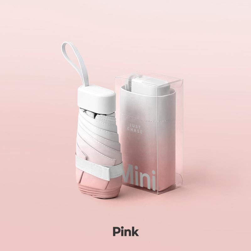 Verão Bonito Mini Guarda-chuva para Mulheres Gradiente Sol Guarda-chuva Guarda-chuva Luxo Seis Dobrável Pequeno Bolso UV Guarda-chuva