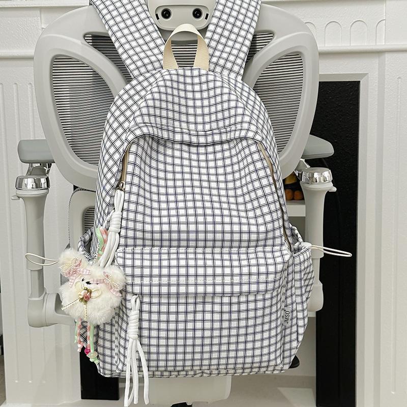 Schoolbag new plaid trend schoolbag female students Japanese versatile students large capacity design sense niche backpack backpack