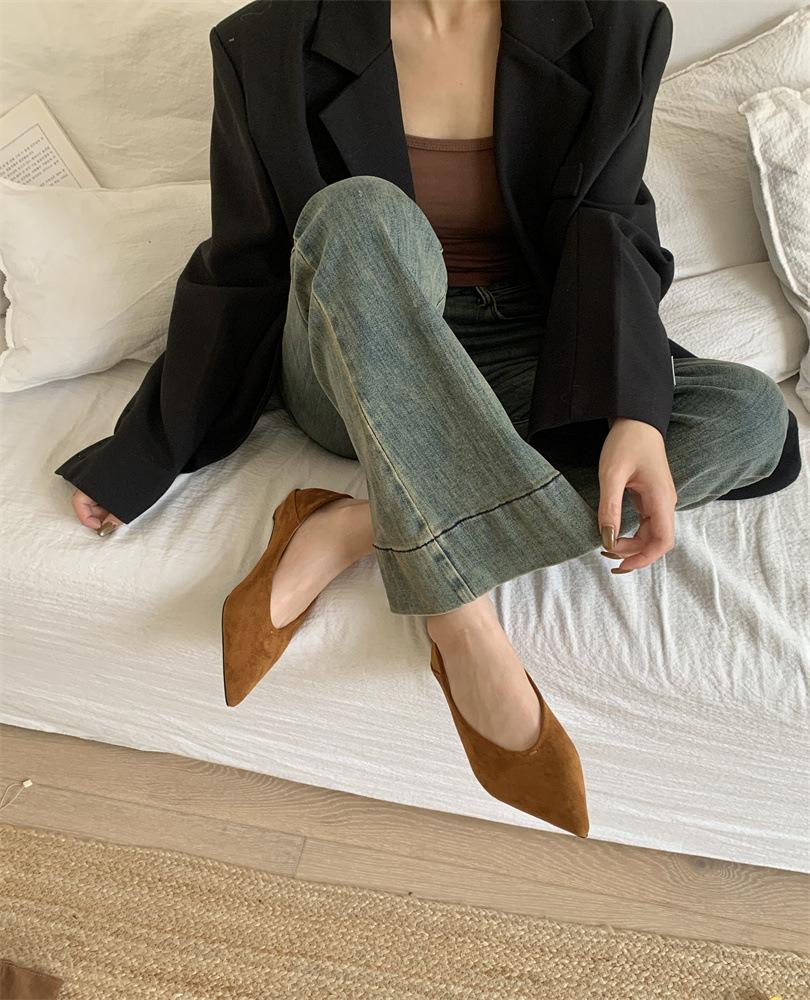 French temperament thin heel pointed single shoes women's shoes spring and autumn new niche leopard print light mouth with skirt high heels women