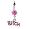 Bitch Letters Rhinestone Crystal Belly Button Navel Ring Barbell Surgical Steel